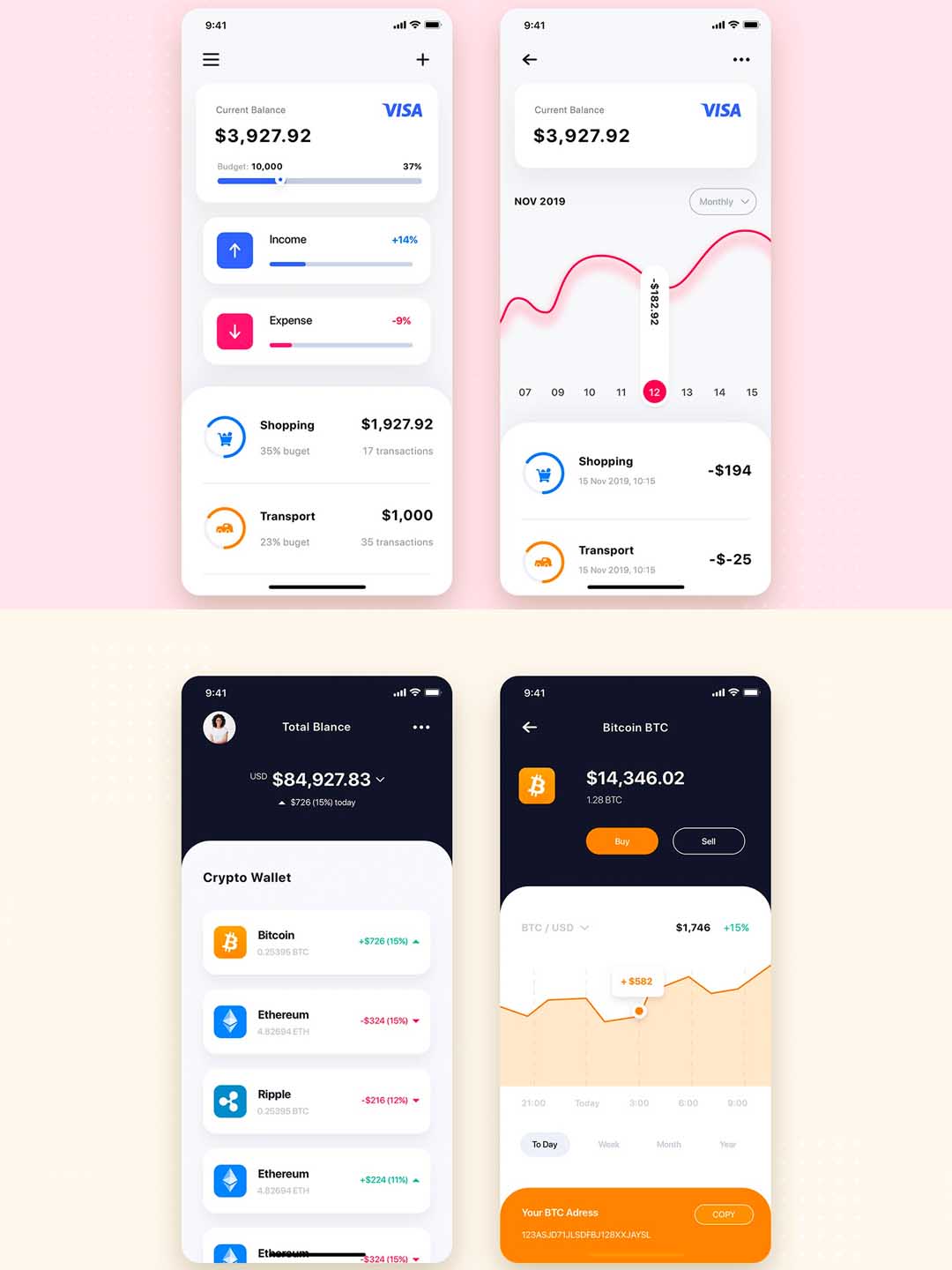 30页电子钱包，虚拟货币区块链技术sketch，xd，figma源文件